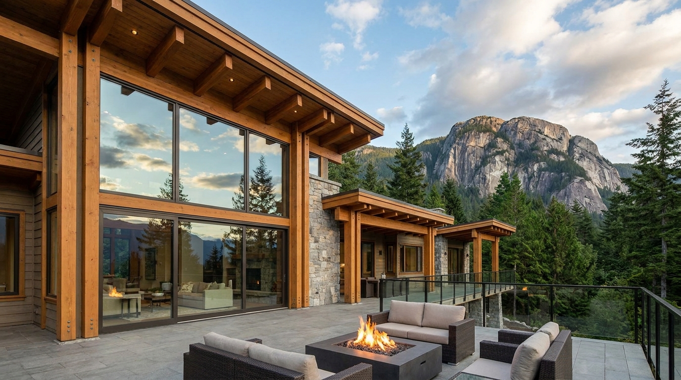 West Coast timber-and-glass home below the Stawamus Chief in Squamish