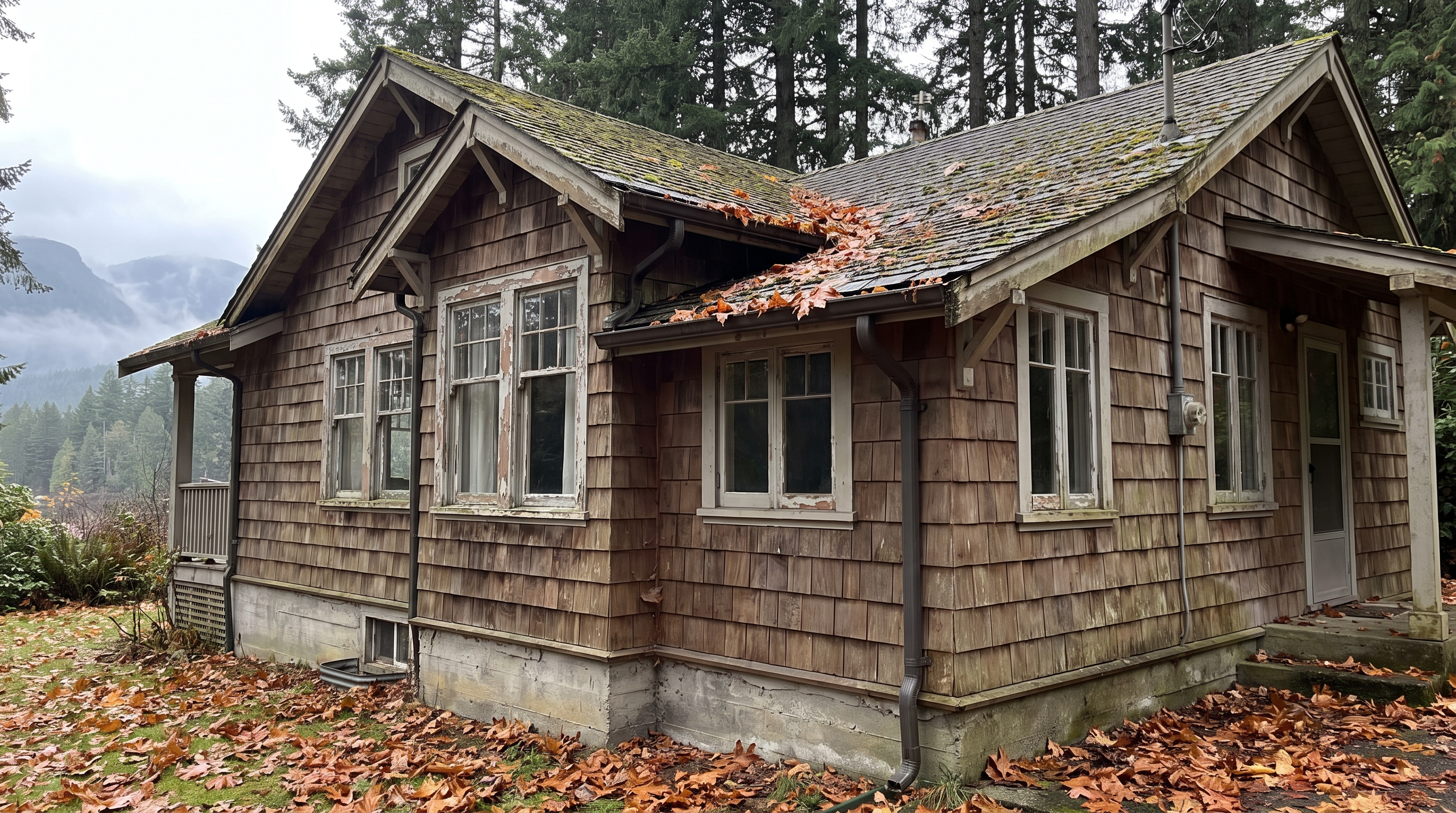 Established West Coast home showing seasonal maintenance needs